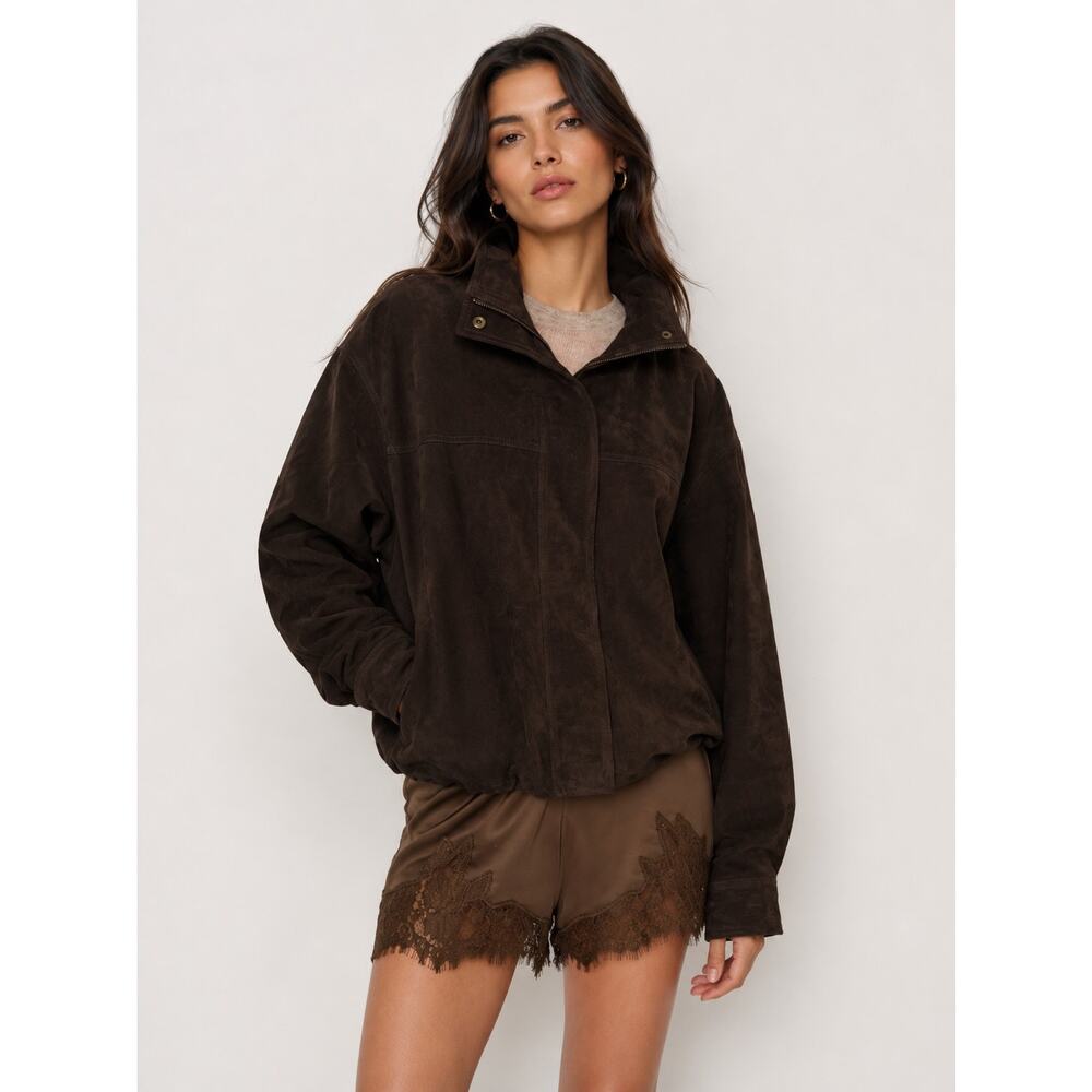 Reformation x Veda Kendall Suede Jacket Mole Suede Size M - Picture 6 of 8
